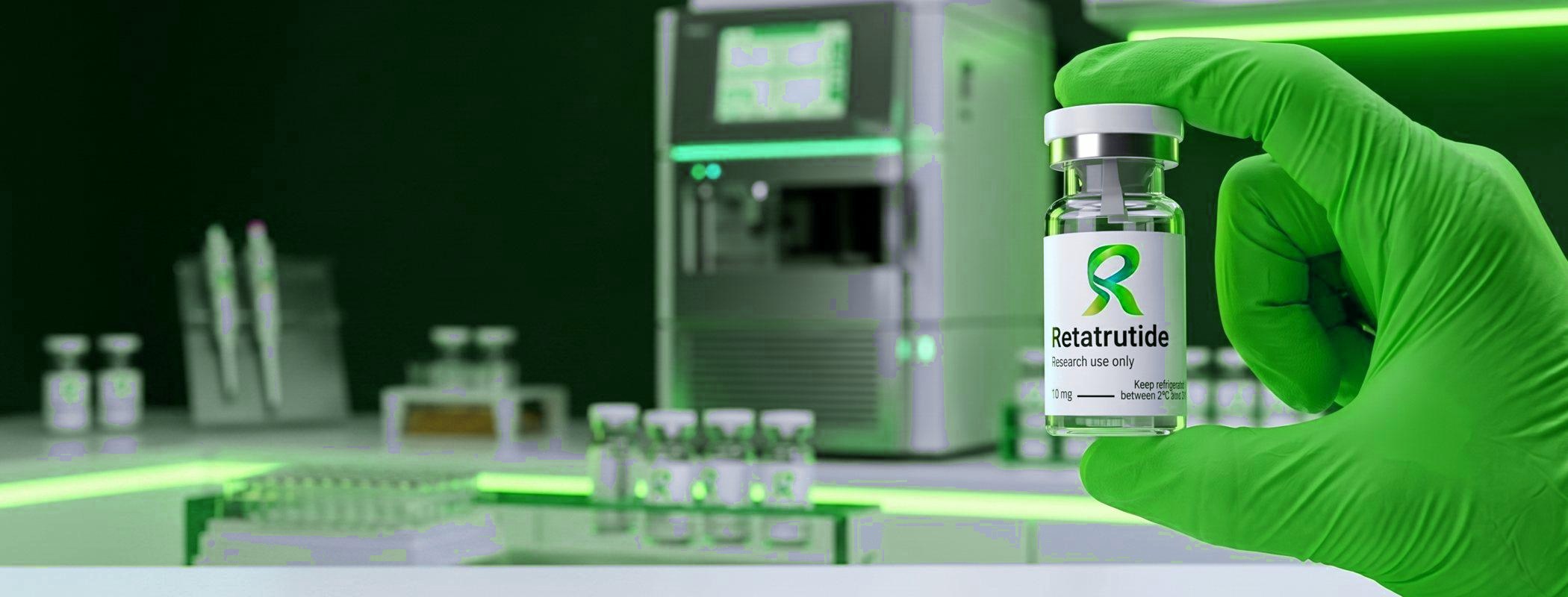 Retatrutide vial and certificate of analysis in the testing laboratory